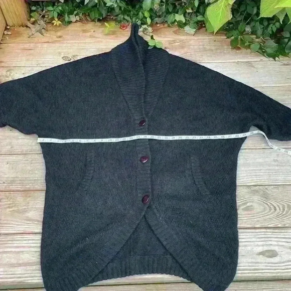 I. B. Diffusion Vintage small mohair wool, bat wing, heavy knit cardigan, black - Picture 6 of 13